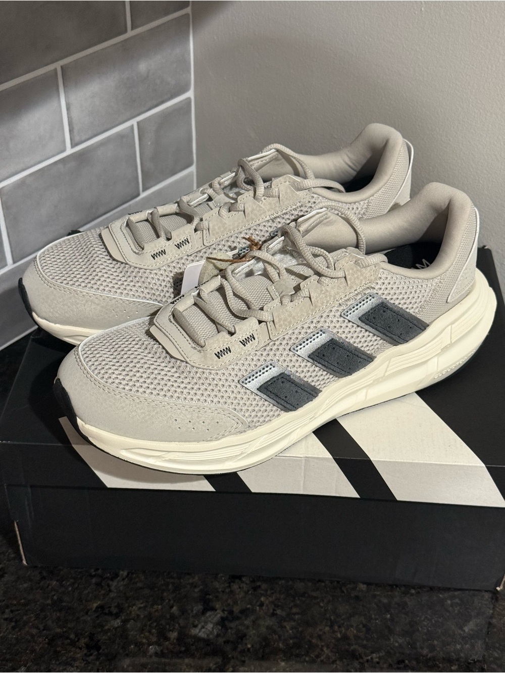 adidas Light Gray and Dark Gray Mesh Sneakers